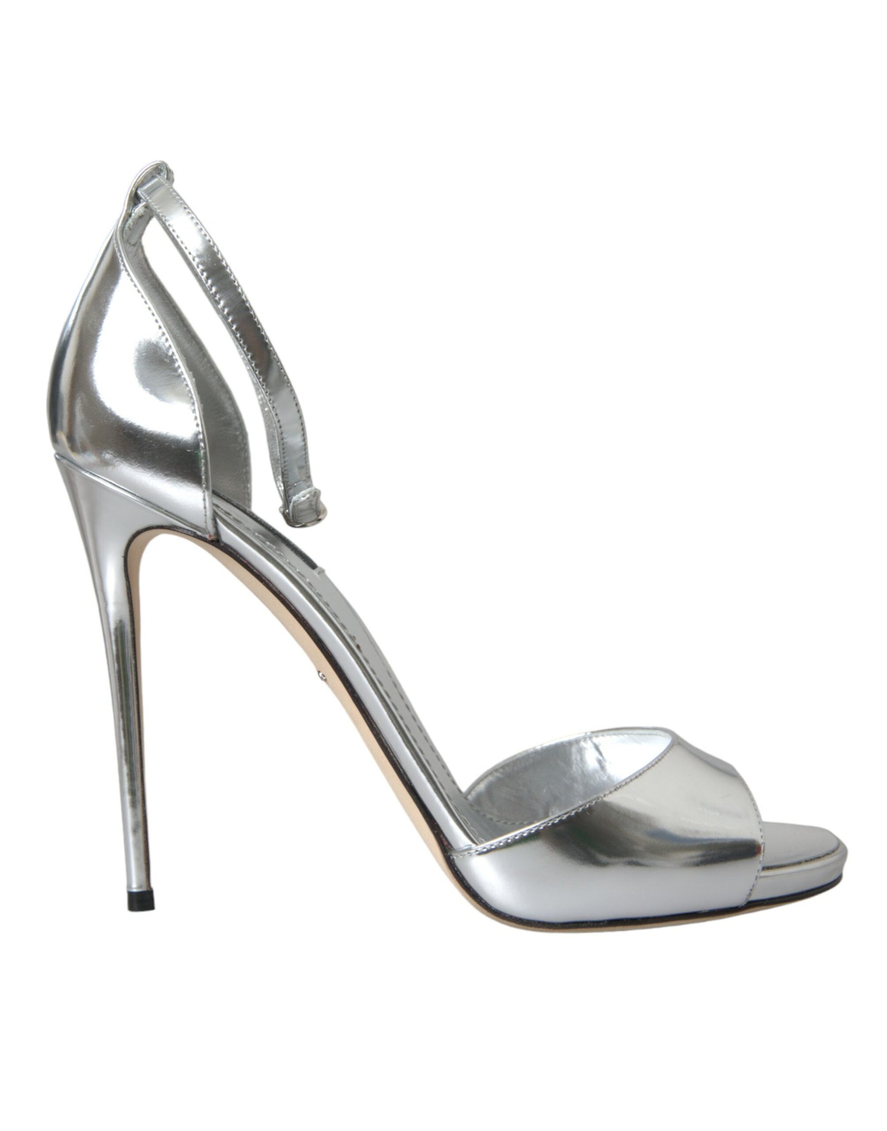 Dolce & Gabbana Silver KEIRA Leather Heels Sandals Shoes | Regal Royce