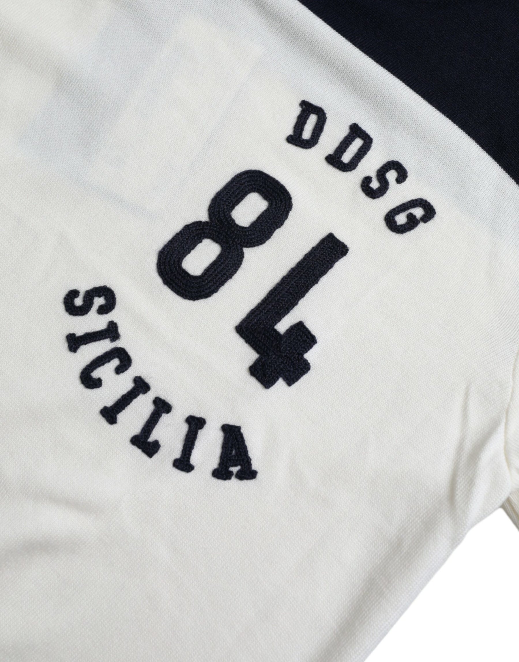 Dolce & Gabbana White Black SICILIA Henley Shirt Pullover Sweater | Regal Royce