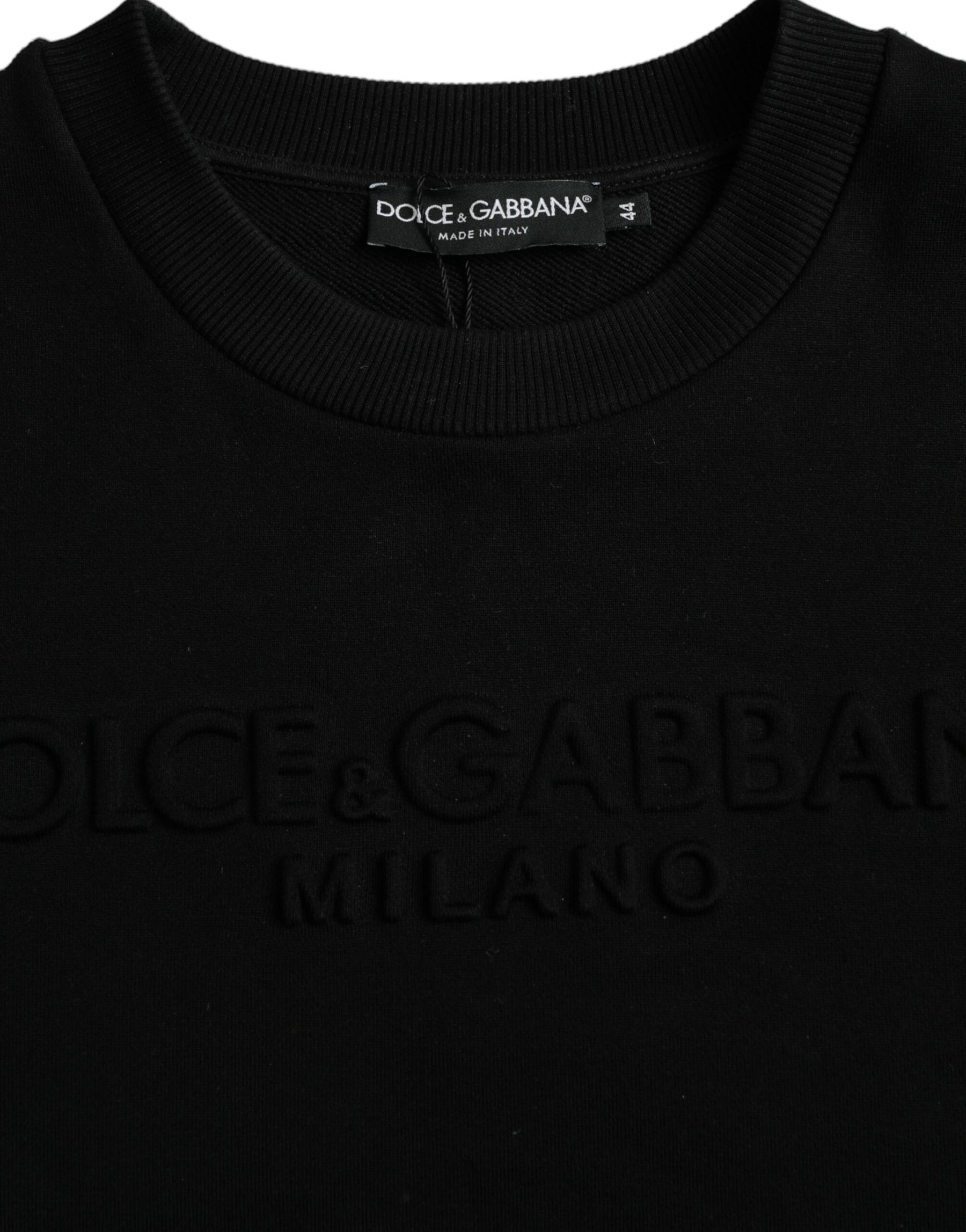 Dolce & Gabbana Black Cotton Long Sleeves Sweatshirt Sweater | Regal Royce
