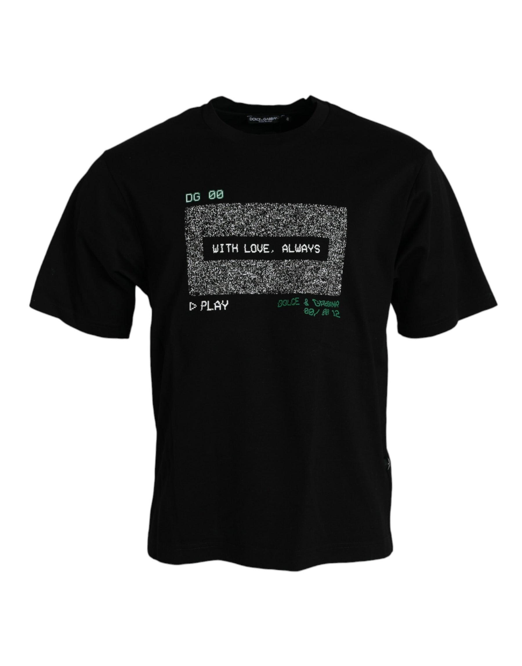 Dolce & Gabbana Black With Love Always Crew Neck Top T-shirt | Regal Royce
