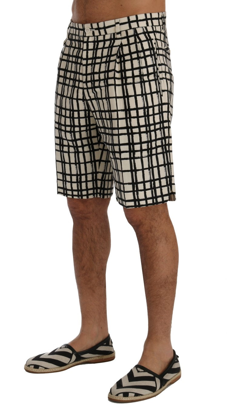 Dolce & Gabbana White Black Striped Casual Shorts | Regal Royce