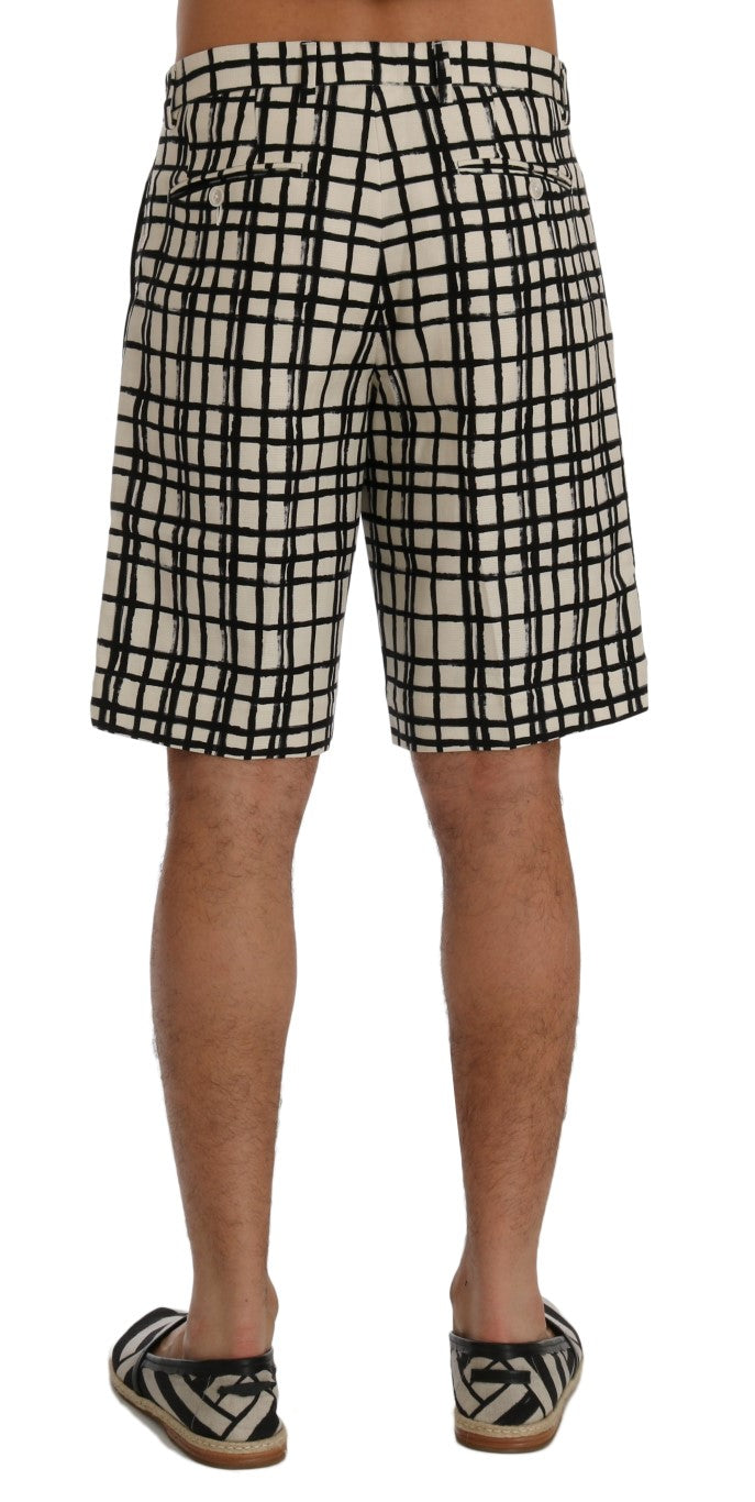 Dolce & Gabbana White Black Striped Casual Shorts | Regal Royce