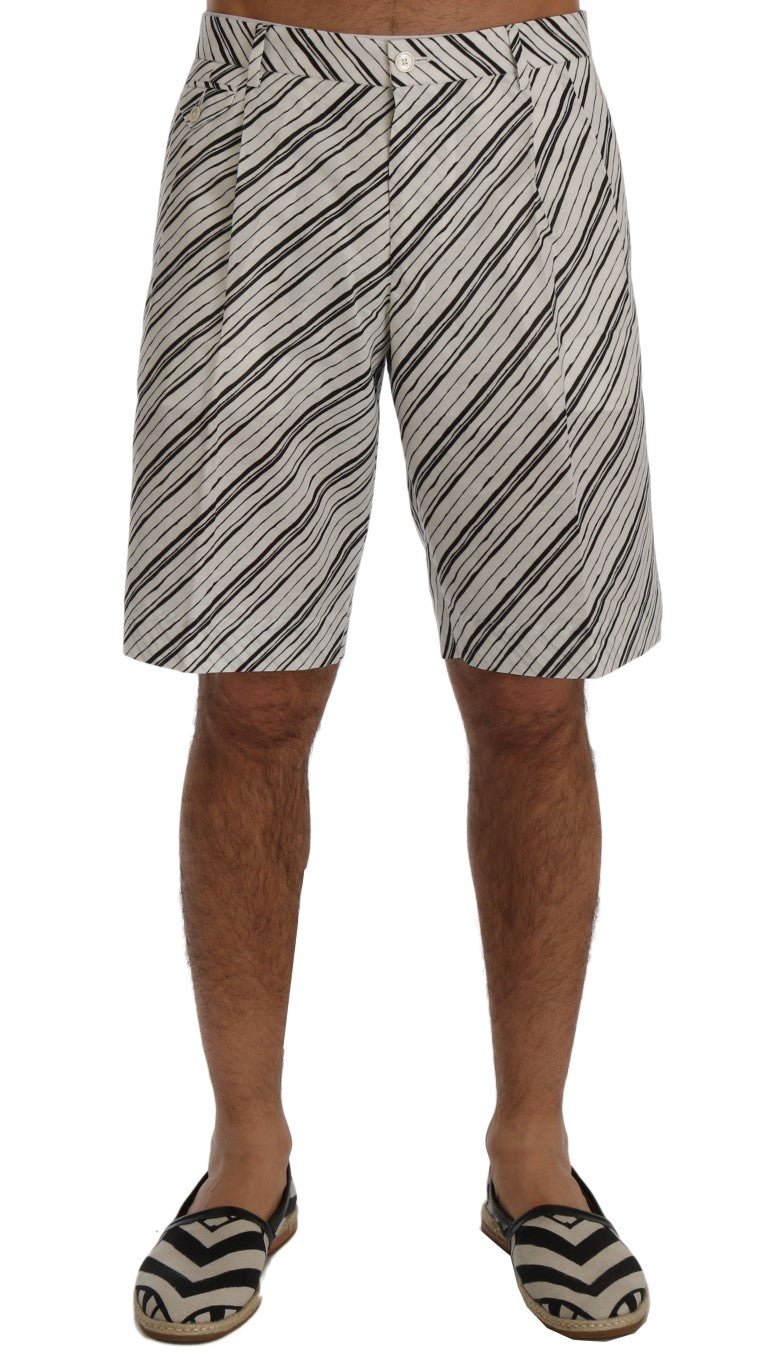Dolce & Gabbana White Black Striped Casual Shorts | Regal Royce