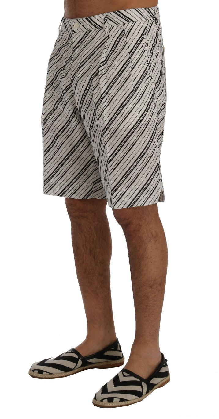 Dolce & Gabbana White Black Striped Casual Shorts | Regal Royce