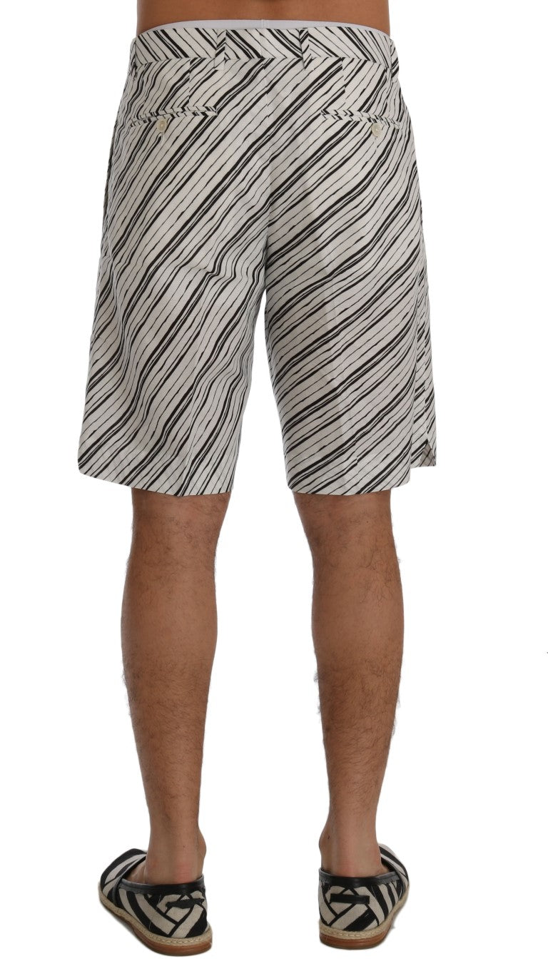 Dolce & Gabbana White Black Striped Casual Shorts | Regal Royce