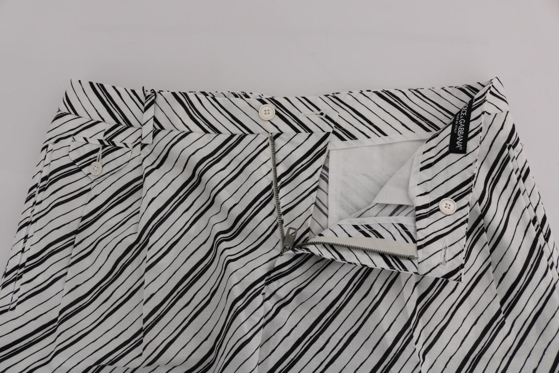Dolce & Gabbana White Black Striped Casual Shorts | Regal Royce