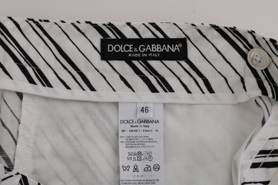 Dolce & Gabbana White Black Striped Casual Shorts | Regal Royce