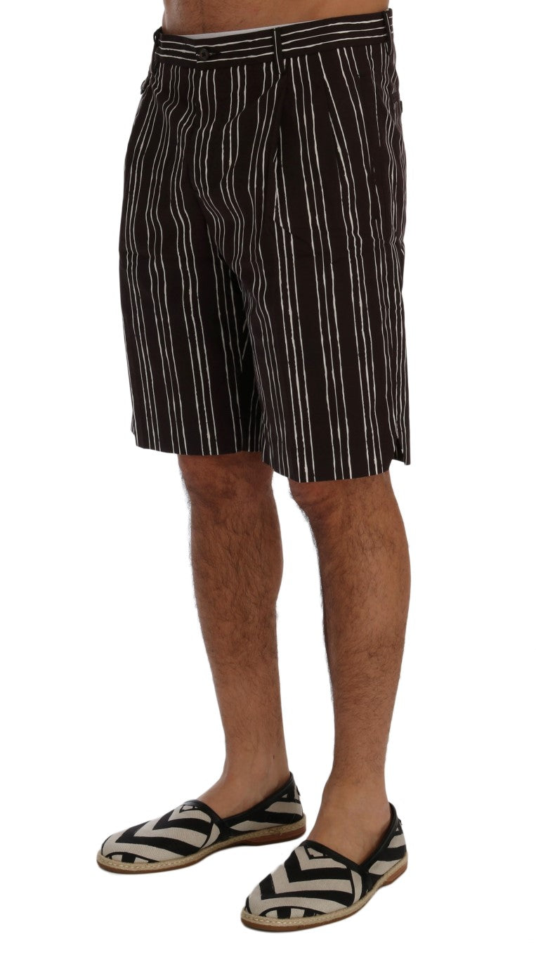 Dolce & Gabbana Bordeaux White Striped Hemp Casual Shorts | Regal Royce