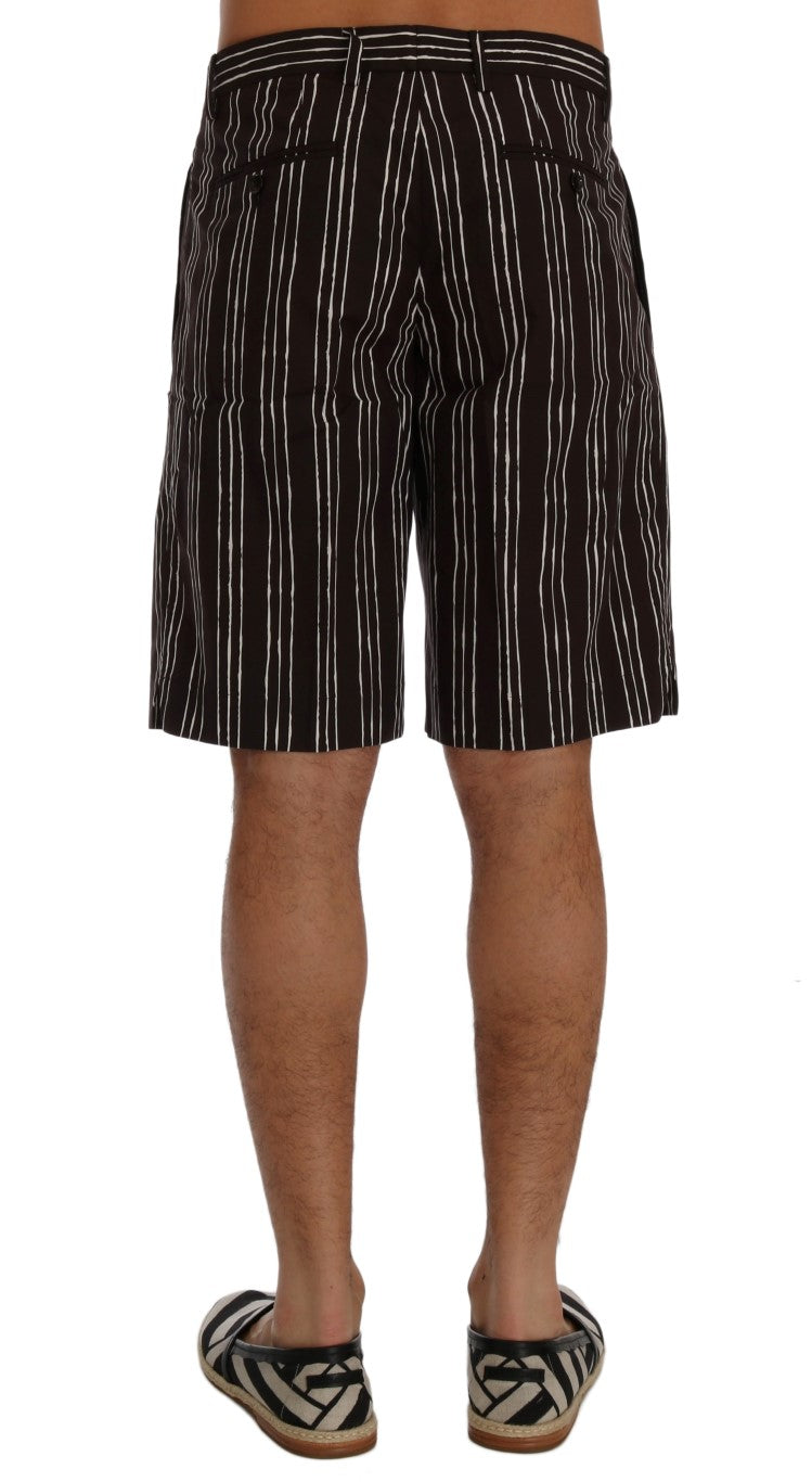 Dolce & Gabbana Bordeaux White Striped Hemp Casual Shorts | Regal Royce