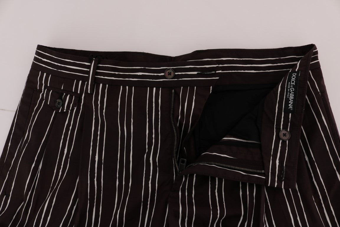 Dolce & Gabbana Bordeaux White Striped Hemp Casual Shorts | Regal Royce