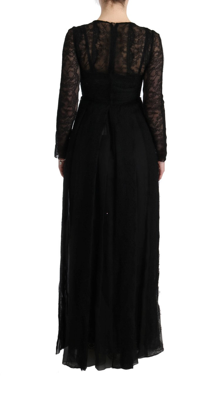 Dolce & Gabbana Black Floral Lace Sheath Silk Dress | Regal Royce