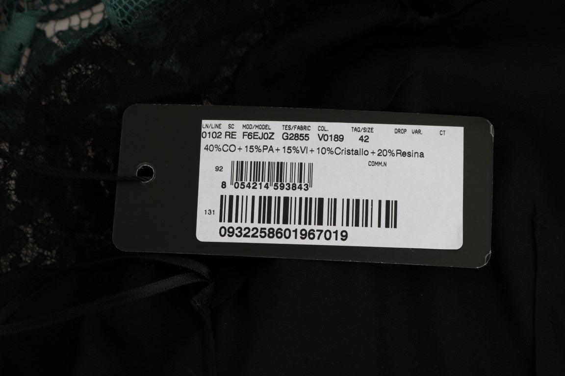 Dolce & Gabbana Green Floral Crystal Ricamo Sheath Dress | Regal Royce