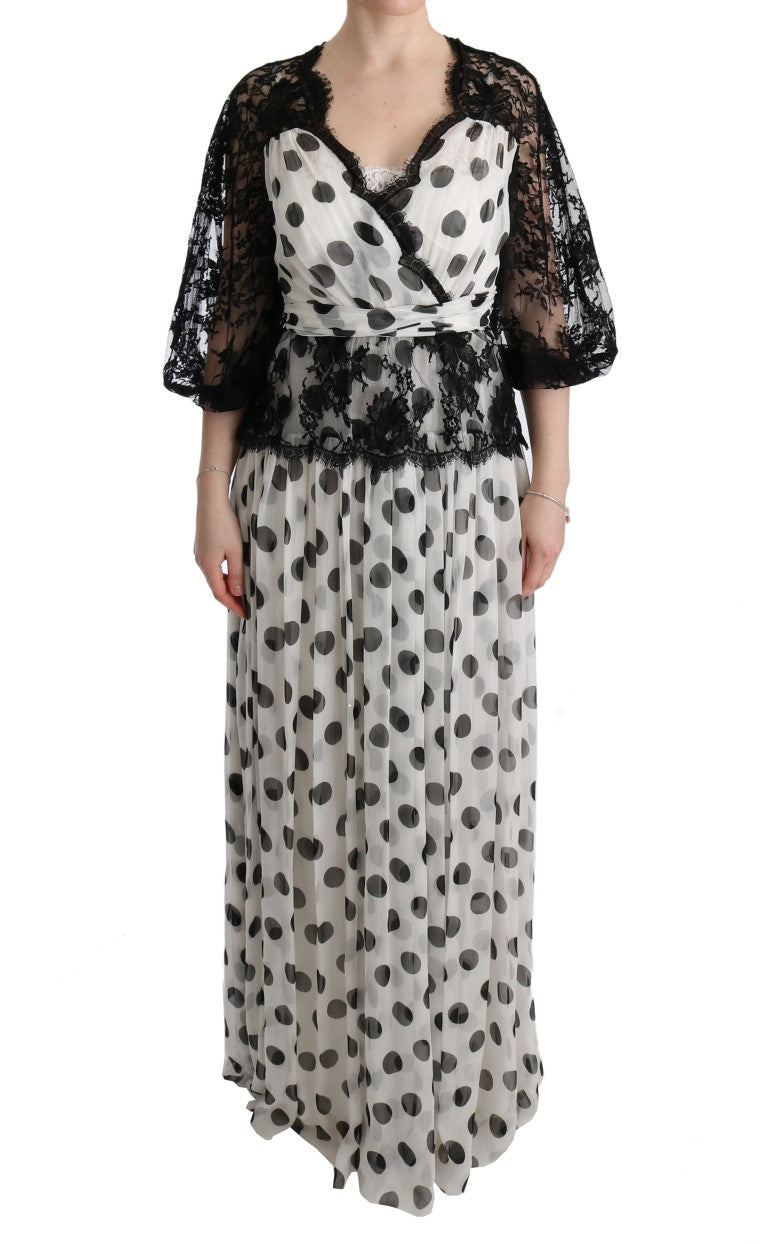 Dolce & Gabbana Black White Polka Dotted Floral Dress | Regal Royce