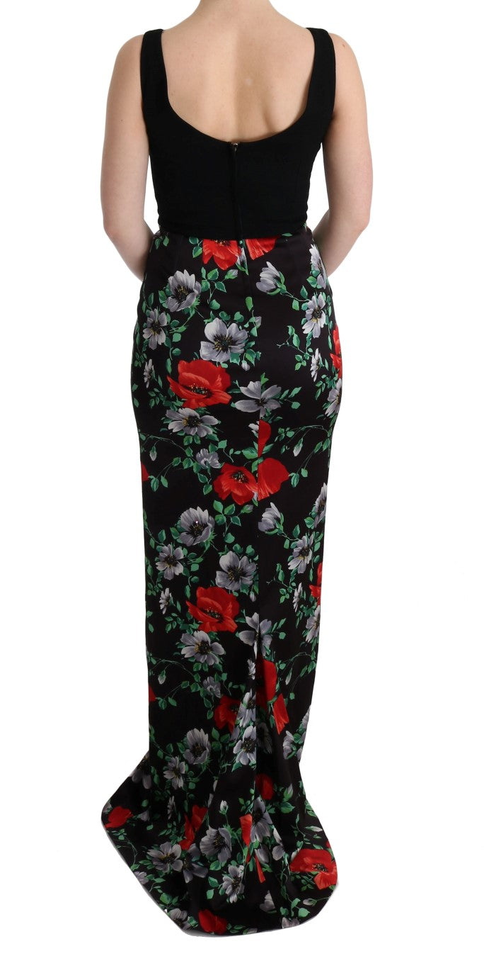Dolce & Gabbana Multicolor Floral Print Stretch Sheath Long Dress | Regal Royce