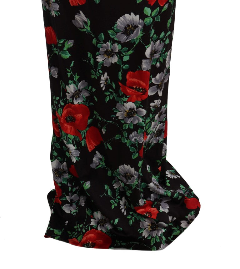 Dolce & Gabbana Multicolor Floral Print Stretch Sheath Long Dress | Regal Royce