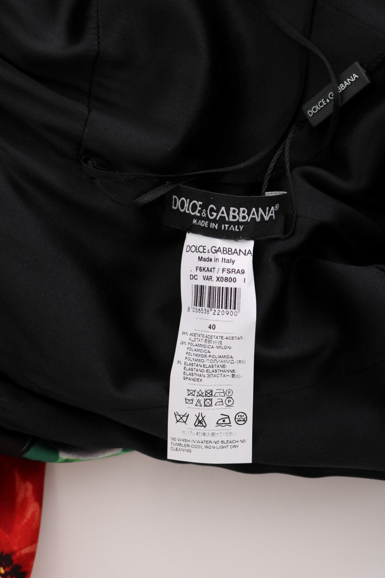 Dolce & Gabbana Multicolor Floral Print Stretch Sheath Long Dress | Regal Royce