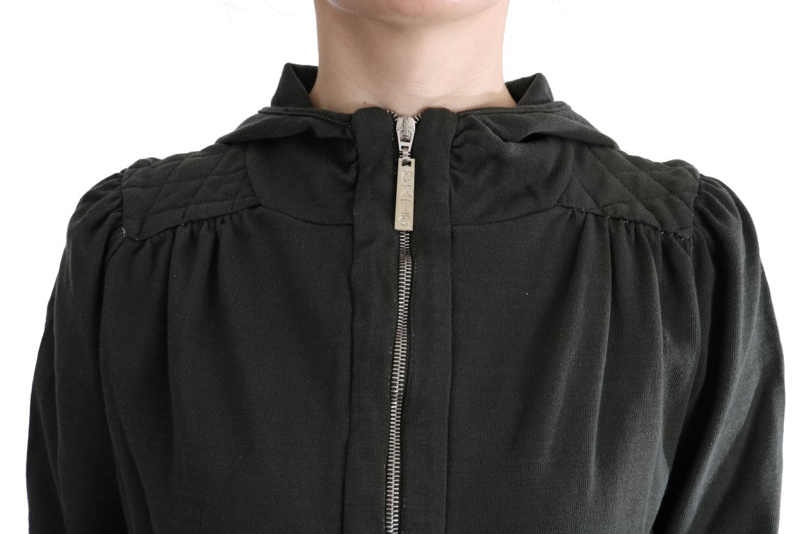 Exte Gray Top Hooded Cotton Zipper Sweater | Regal Royce
