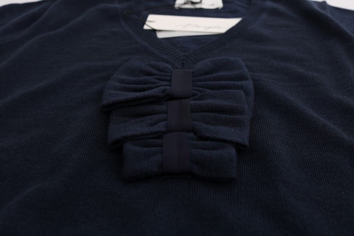 MARGHI LO' Blue 100% Lana Wool Blouse Top | Regal Royce