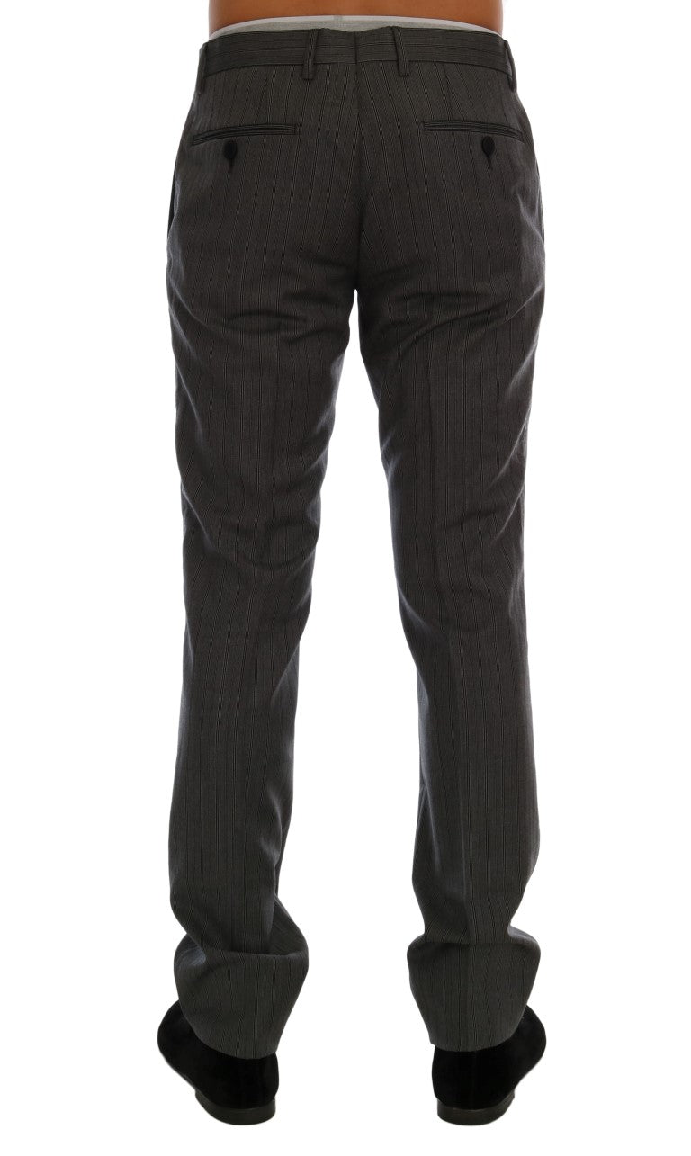 Dolce & Gabbana Gray Wool Striped Formal Pants | Regal Royce