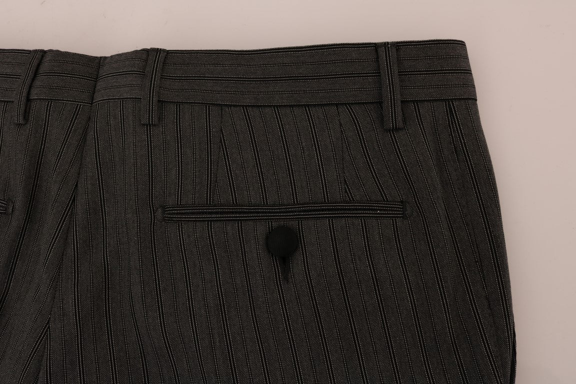 Dolce & Gabbana Gray Wool Striped Formal Pants | Regal Royce