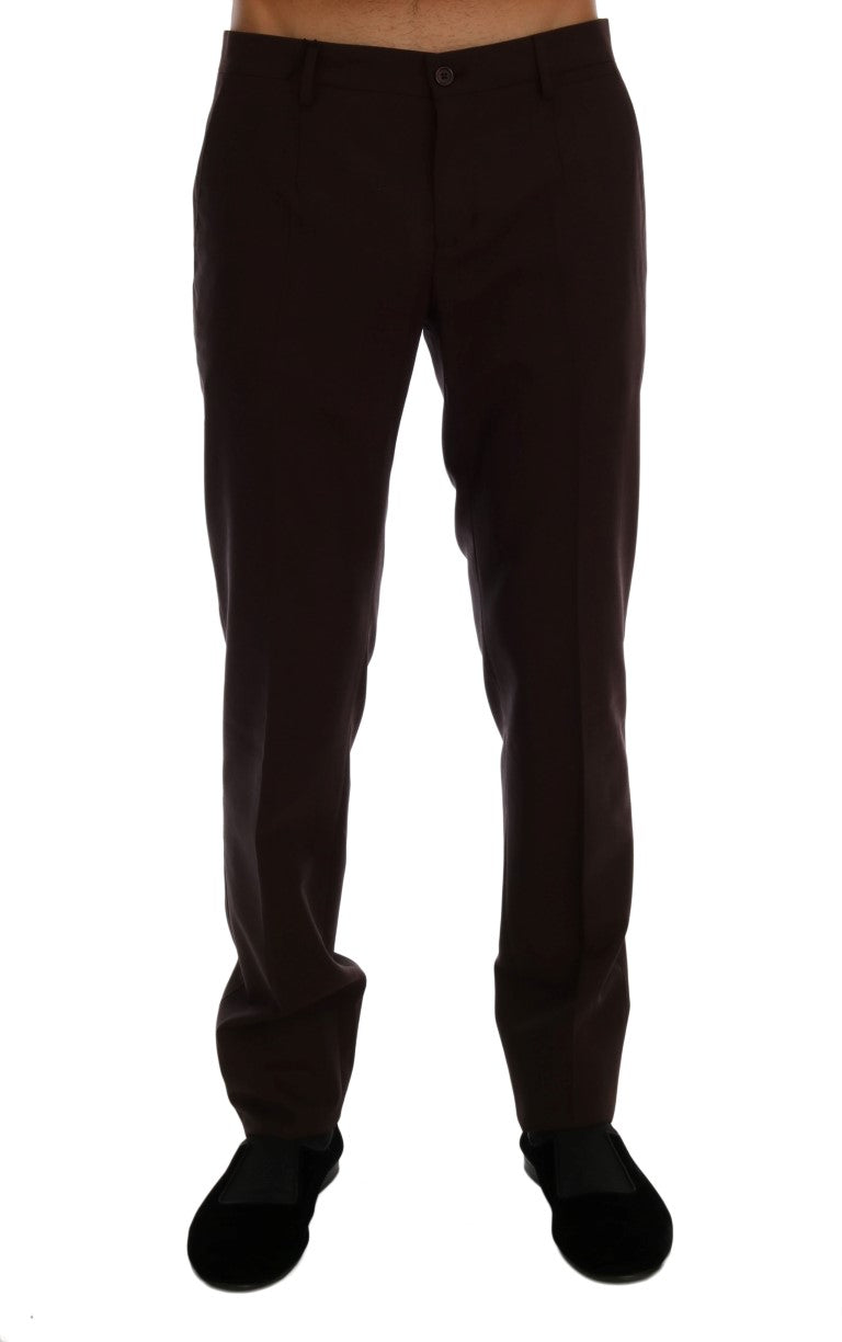 Dolce & Gabbana Purple Wool Stretch Formal Pants | Regal Royce