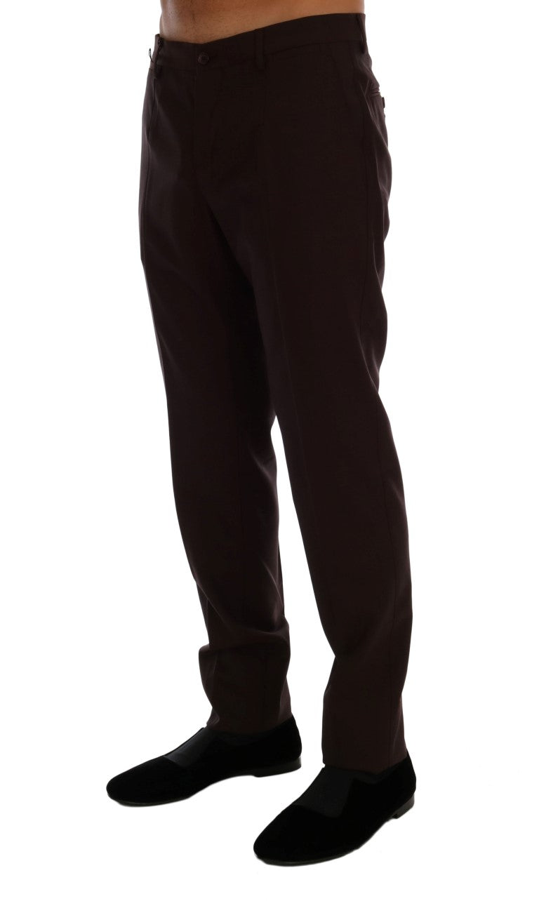 Dolce & Gabbana Purple Wool Stretch Formal Pants | Regal Royce
