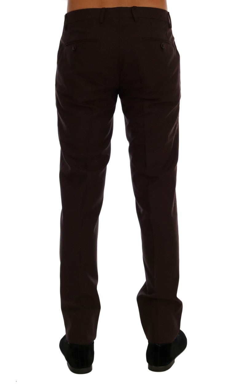 Dolce & Gabbana Purple Wool Stretch Formal Pants | Regal Royce