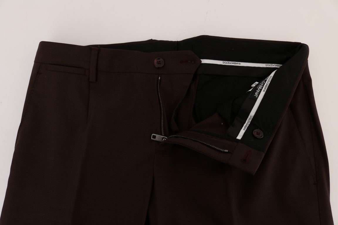 Dolce & Gabbana Purple Wool Stretch Formal Pants | Regal Royce