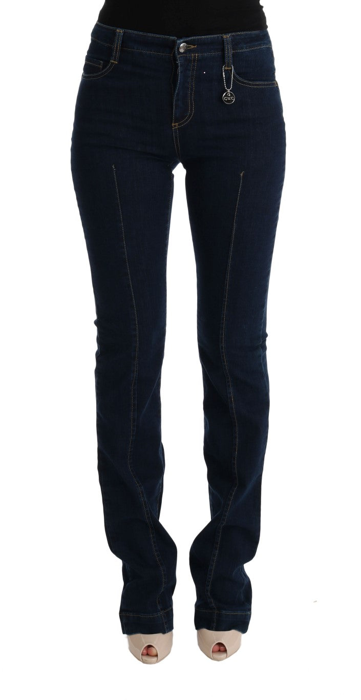 Costume National Blue Cotton Bootcut Flared Jeans | Regal Royce