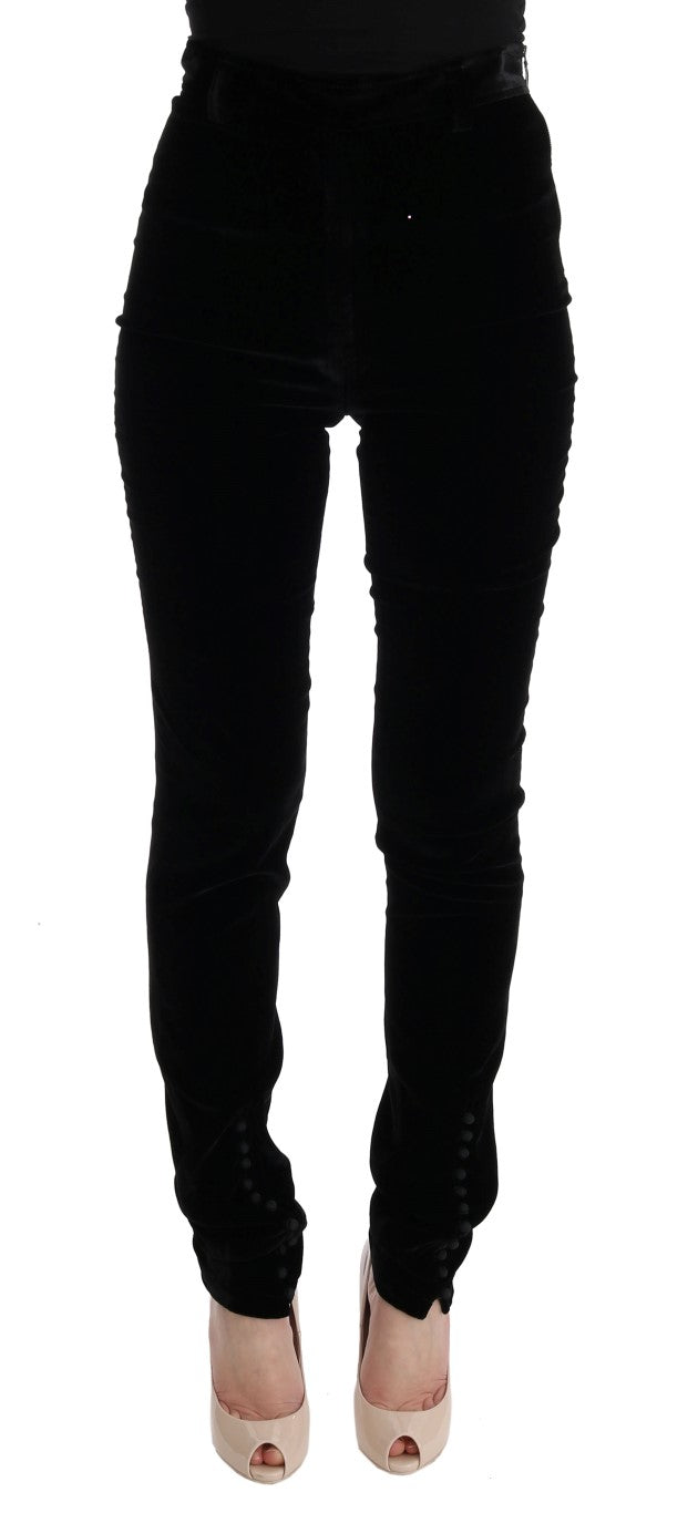 Ermanno Scervino Black Velvet Slim Fit Pants | Regal Royce