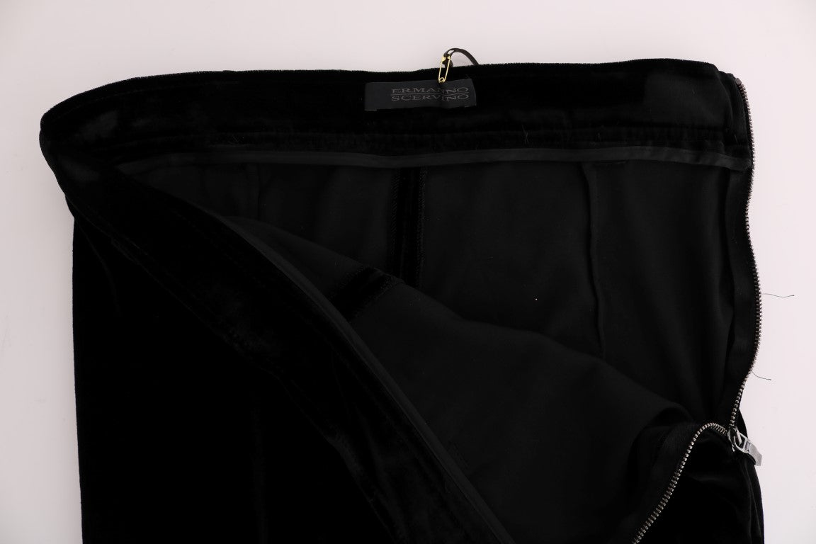 Ermanno Scervino Black Velvet Slim Fit Pants | Regal Royce