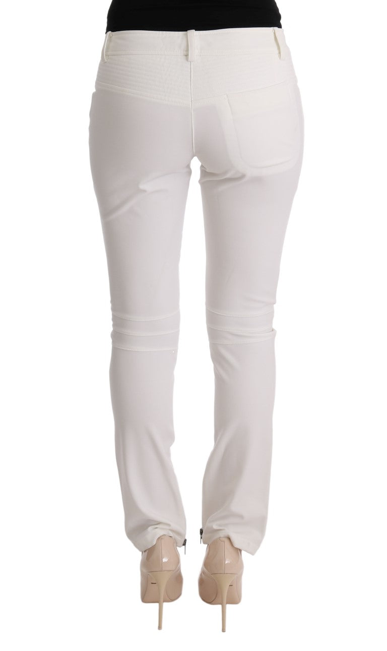 Ermanno Scervino White Cotton Slim Fit Casual Pants | Regal Royce