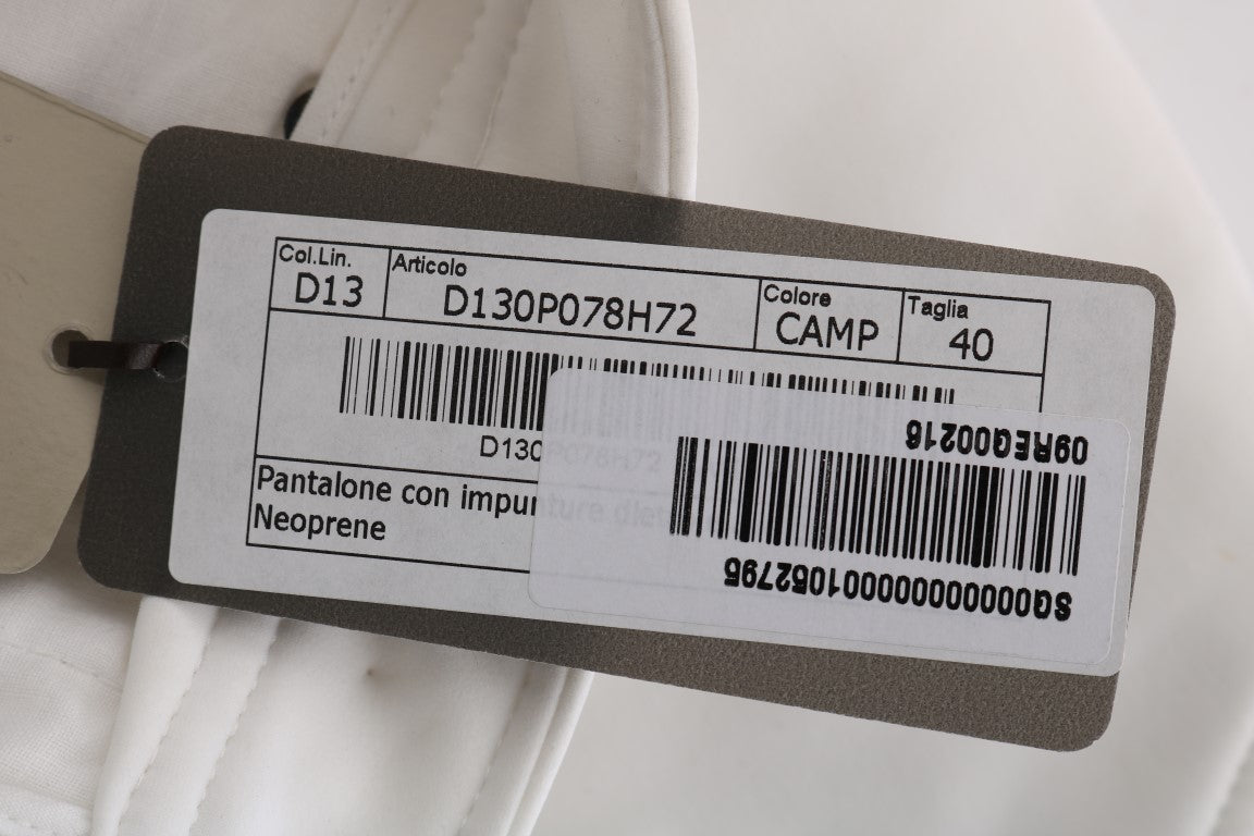 Ermanno Scervino White Cotton Slim Fit Casual Pants | Regal Royce