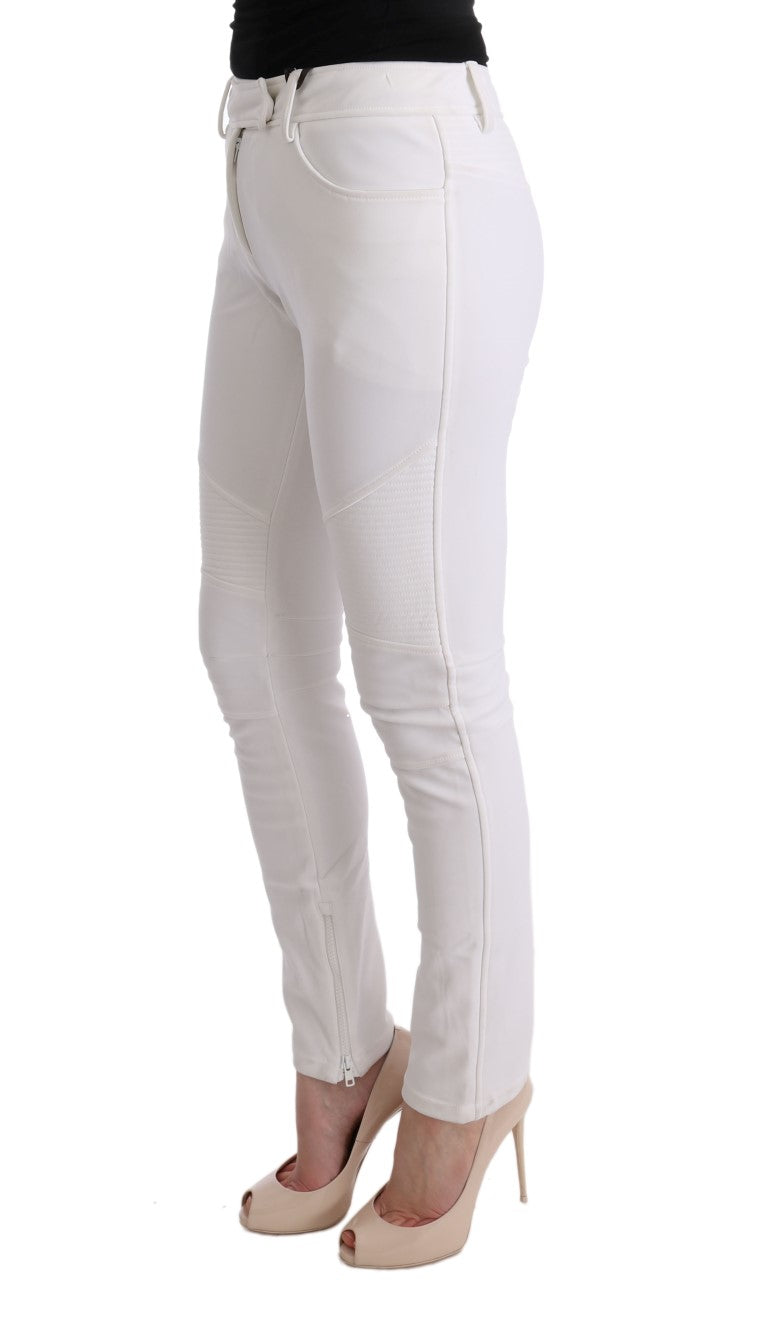 Ermanno Scervino White Cotton Slim Fit Casual Pants | Regal Royce
