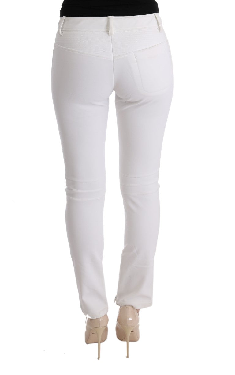 Ermanno Scervino White Cotton Slim Fit Casual Pants | Regal Royce