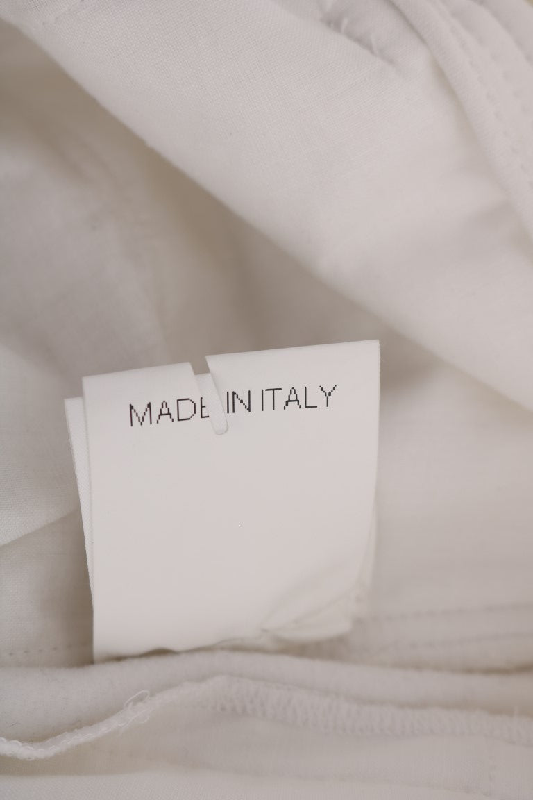 Ermanno Scervino White Cotton Slim Fit Casual Pants | Regal Royce