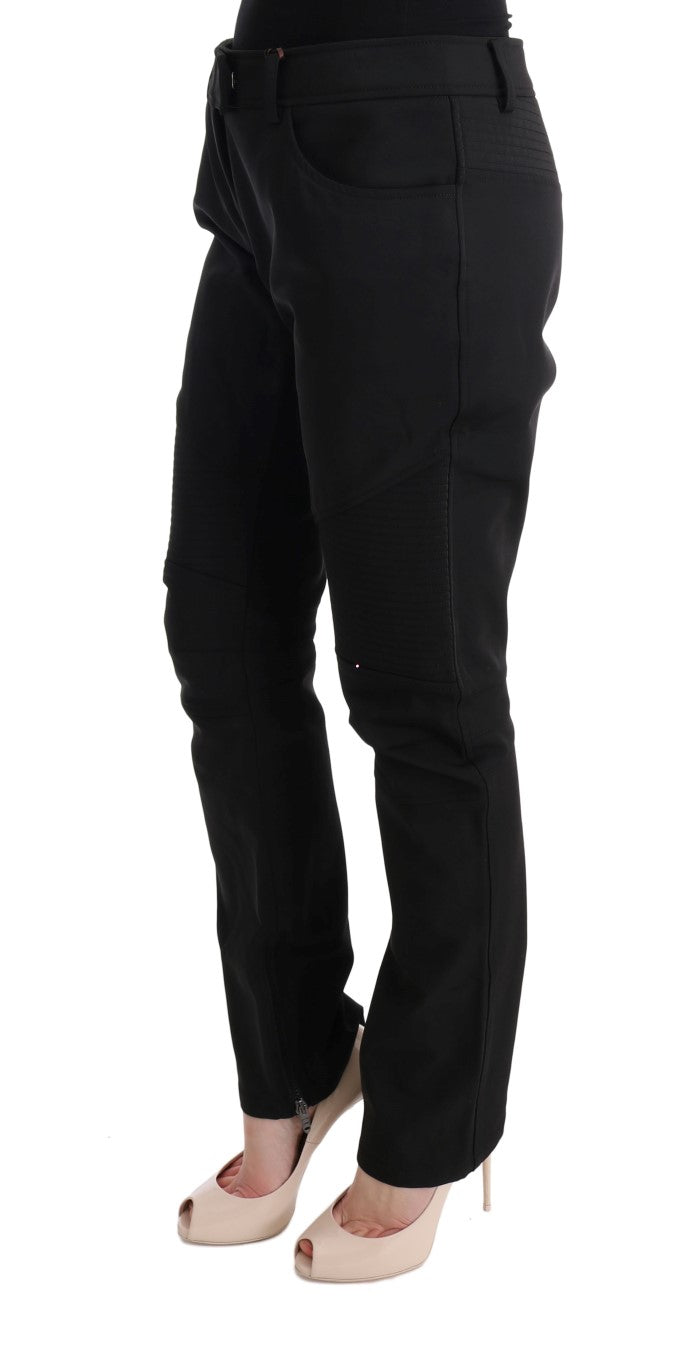 Ermanno Scervino Black Cotton Slim Fit Casual Pants | Regal Royce