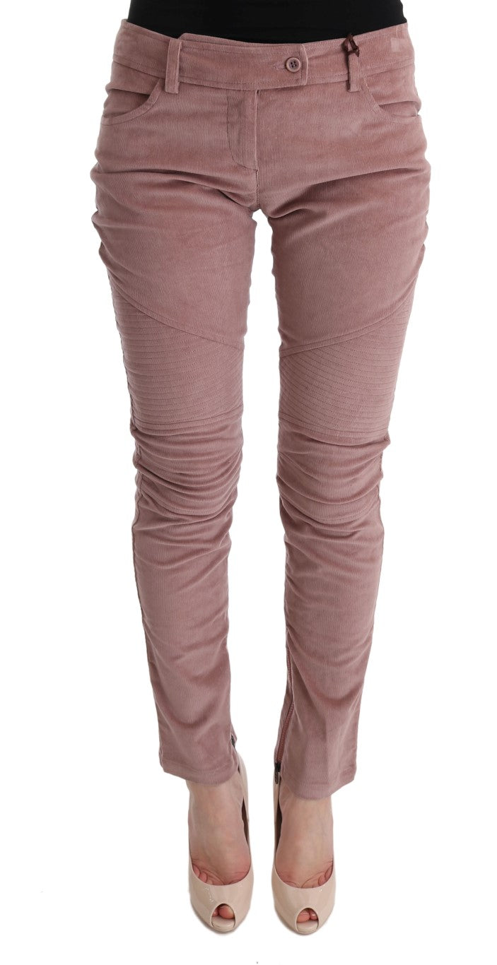 Ermanno Scervino Pink Velvet Cropped Casual Pants | Regal Royce