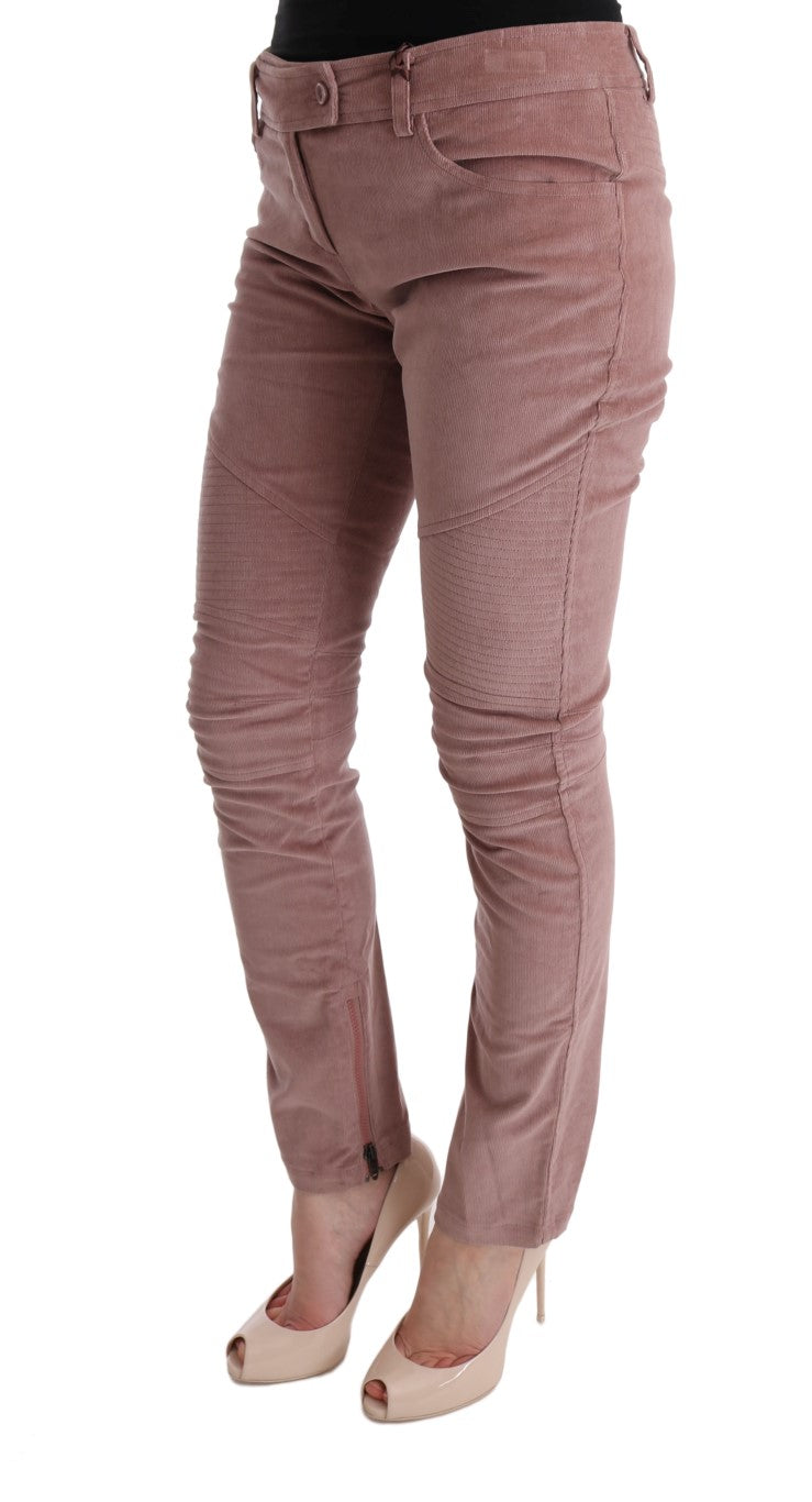 Ermanno Scervino Pink Velvet Cropped Casual Pants | Regal Royce