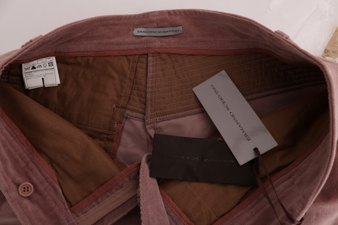 Ermanno Scervino Pink Velvet Cropped Casual Pants | Regal Royce