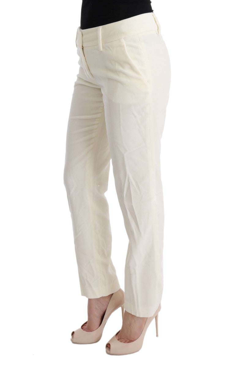 Ermanno Scervino White Cotton Regular Fit Casual Pants | Regal Royce