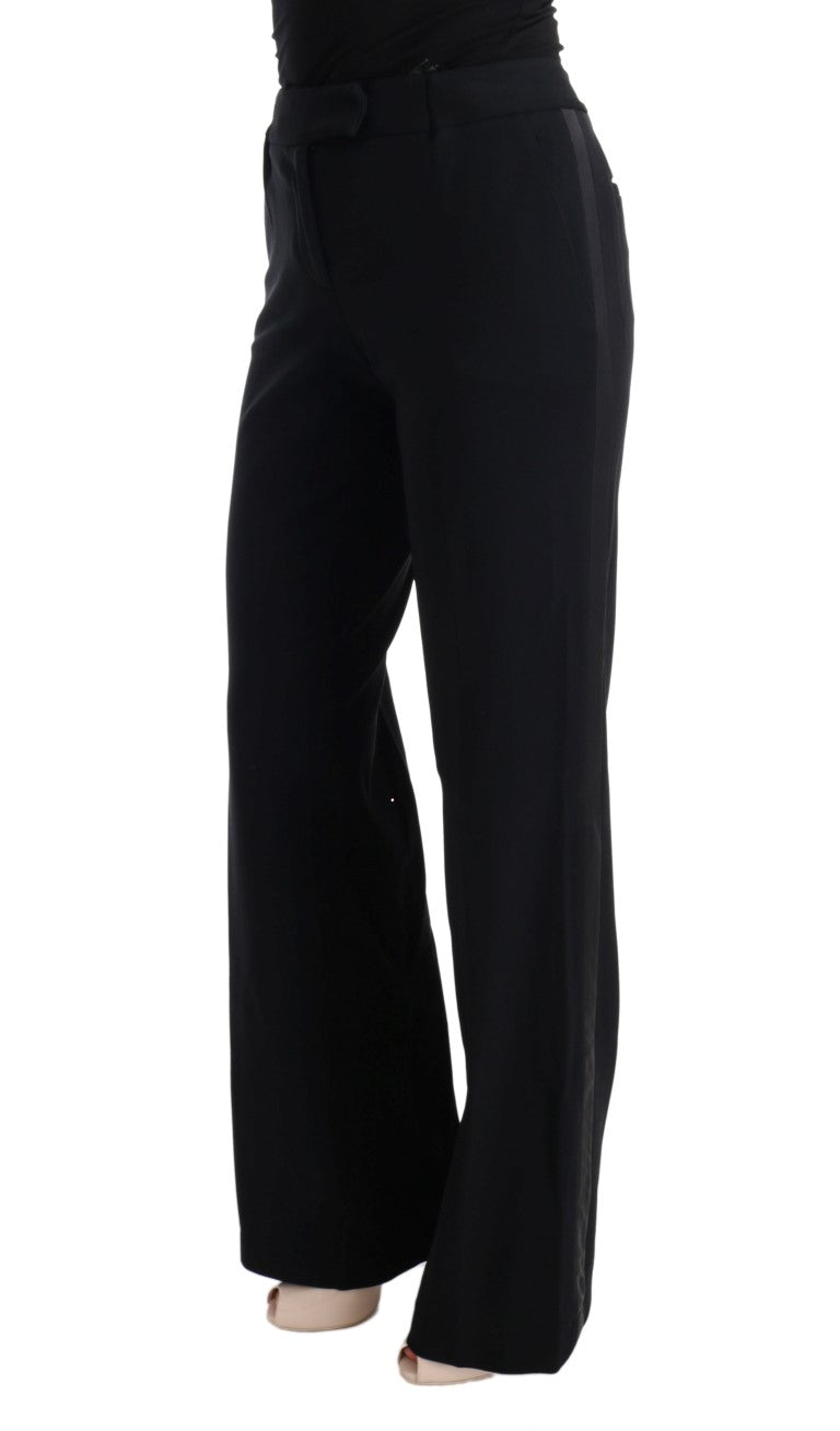 Ermanno Scervino Black Viscose Flare Bootcut Pants | Regal Royce
