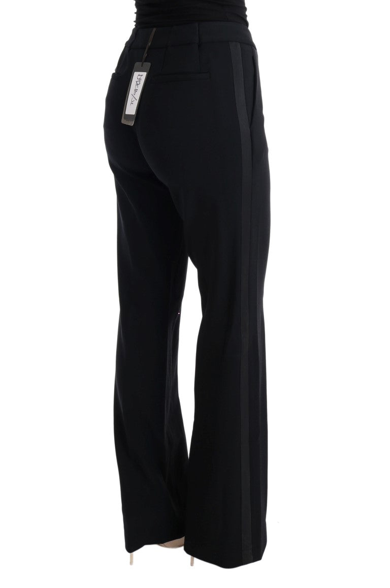Ermanno Scervino Black Viscose Flare Bootcut Pants | Regal Royce