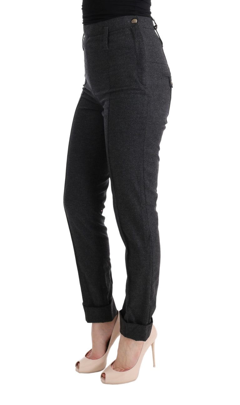 Ermanno Scervino Gray Virgin Wool Skinny Casual Pants | Regal Royce