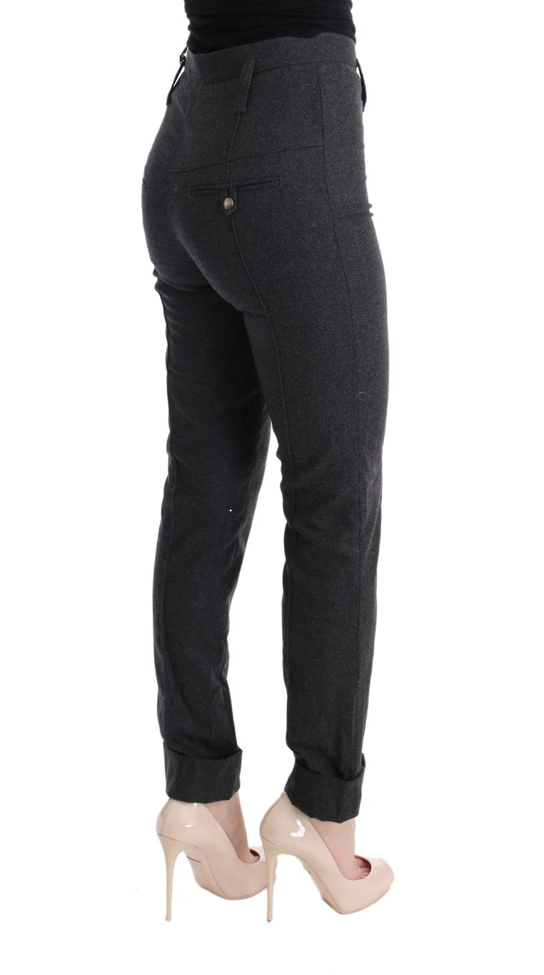 Ermanno Scervino Gray Virgin Wool Skinny Casual Pants | Regal Royce