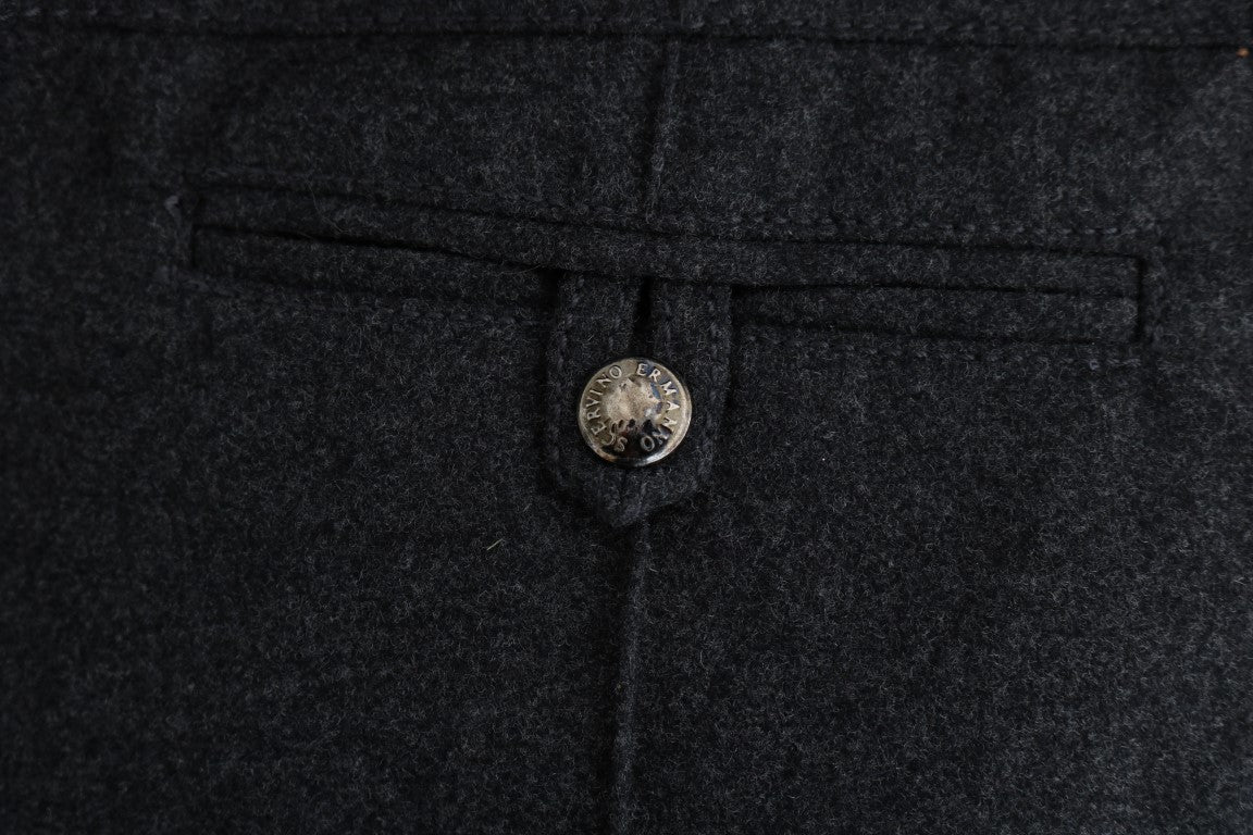 Ermanno Scervino Gray Virgin Wool Skinny Casual Pants | Regal Royce