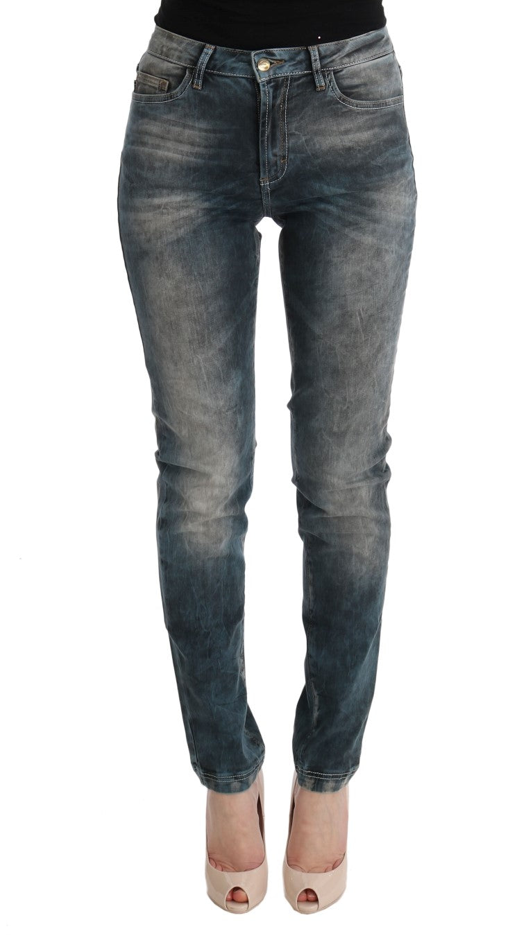 Cavalli Blue Wash Cotton Blend Slim Fit Jeans | Regal Royce