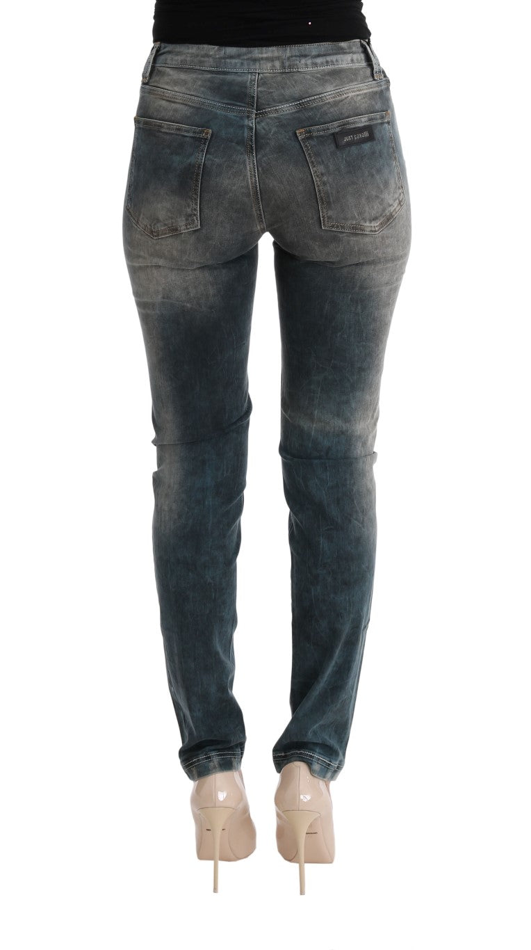Cavalli Blue Wash Cotton Blend Slim Fit Jeans | Regal Royce