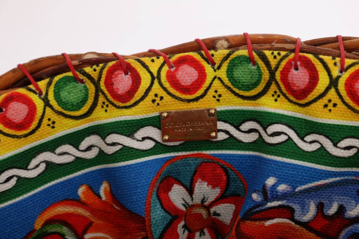 Dolce & Gabbana Multicolor AGNESE Straw Crystal  Pom Pom Bag | Regal Royce