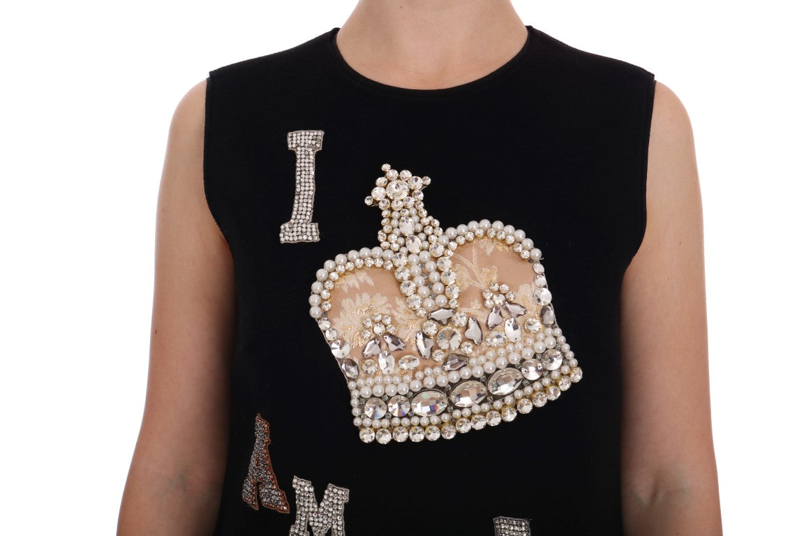 Dolce & Gabbana Black I AM A PRINCESS Crystal Shift Dress | Regal Royce